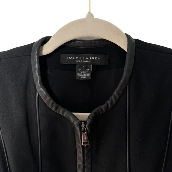 RARE Ralph Lauren Black Label Made in Italy Leather Trim Blazer Jacket Size 2 - Picture 2 of 13